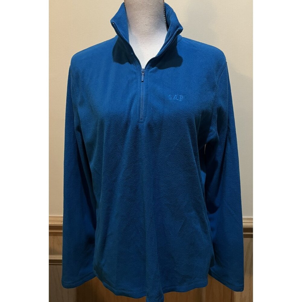 GAP Womens Long Sleeve 1/4 Zip Fleece Pullover Large ~ Blue